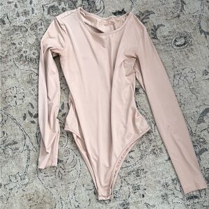 Long-Sleeve One-Piece Bodysuit in Blush